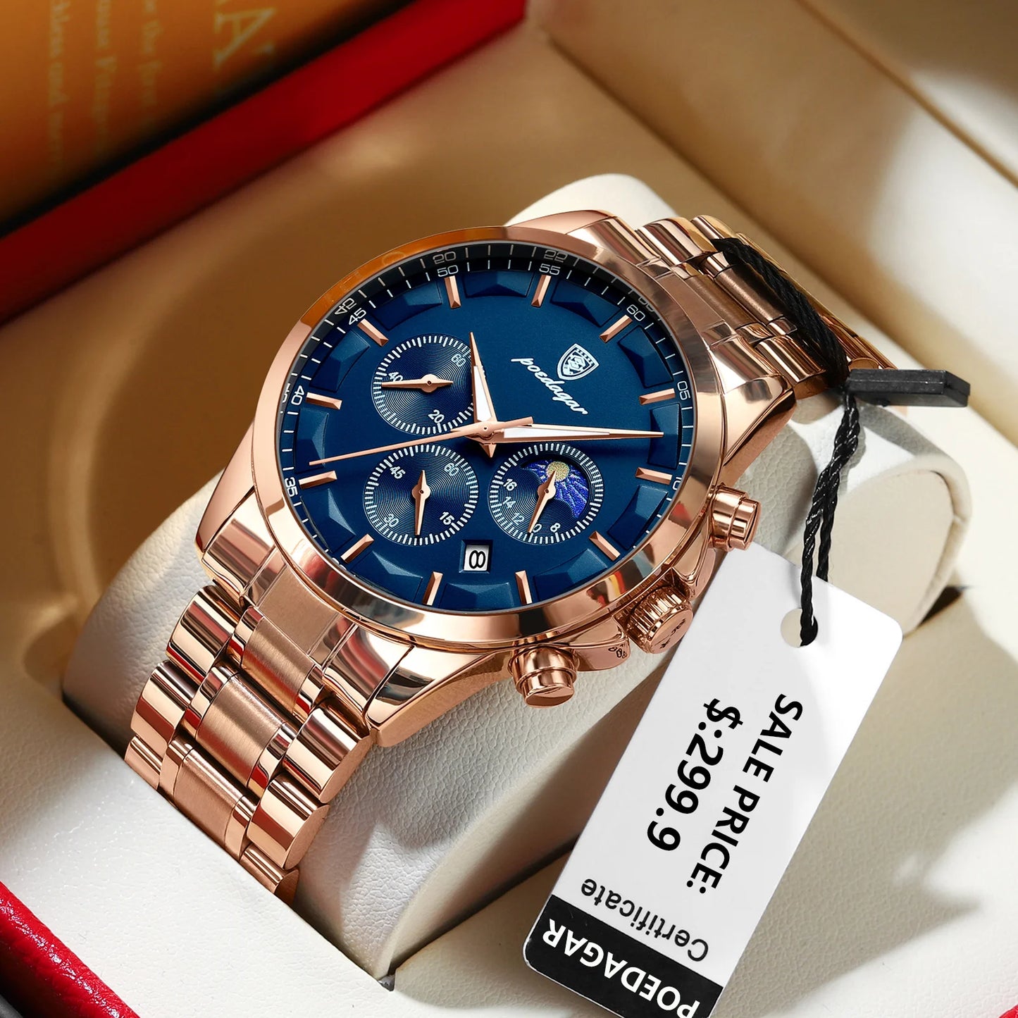 Luxury Man Wristwatch Chronograph Stainless Steel Men'S Watch Quartz Waterproof Luminous Fashion Watches for Men Reloj