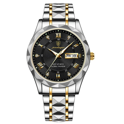 Top Brand Luxury Men'S Watches Waterproof Luminous Calendar Week Watch for Man Casual Stainless Steel Quartz Men Watch