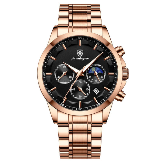 Luxury Man Wristwatch Chronograph Stainless Steel Men'S Watch Quartz Waterproof Luminous Fashion Watches for Men Reloj