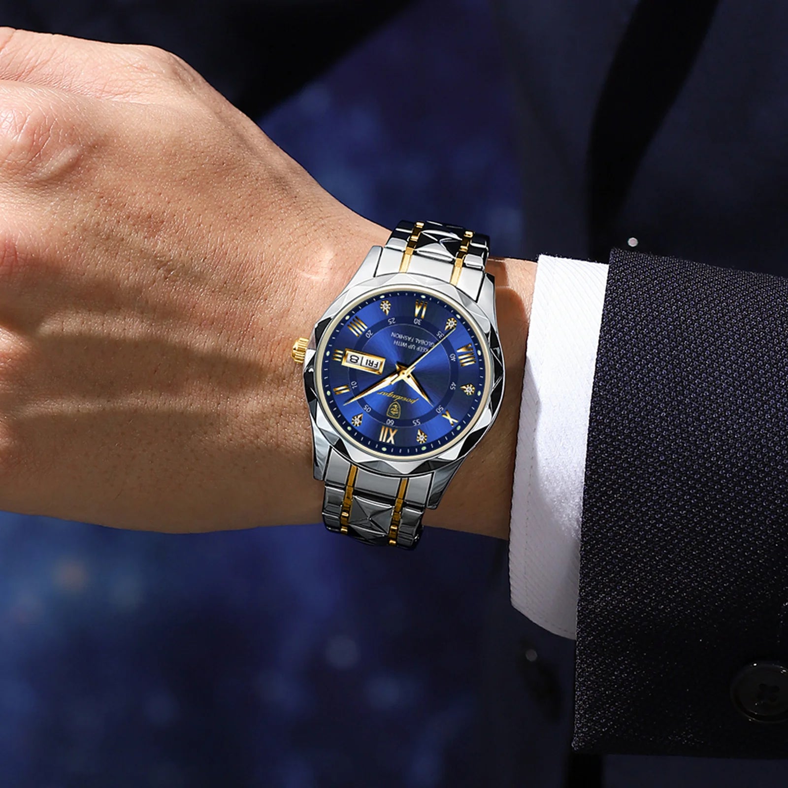 Top Brand Luxury Men'S Watches Waterproof Luminous Calendar Week Watch for Man Casual Stainless Steel Quartz Men Watch