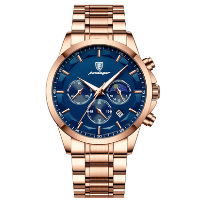 Luxury Man Wristwatch Chronograph Stainless Steel Men'S Watch Quartz Waterproof Luminous Fashion Watches for Men Reloj