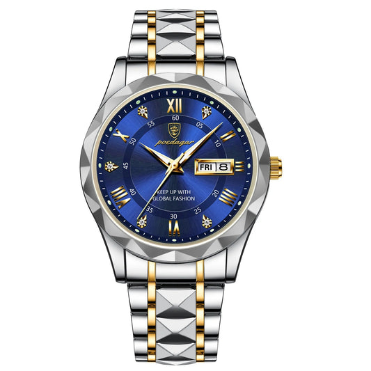 Top Brand Luxury Men'S Watches Waterproof Luminous Calendar Week Watch for Man Casual Stainless Steel Quartz Men Watch