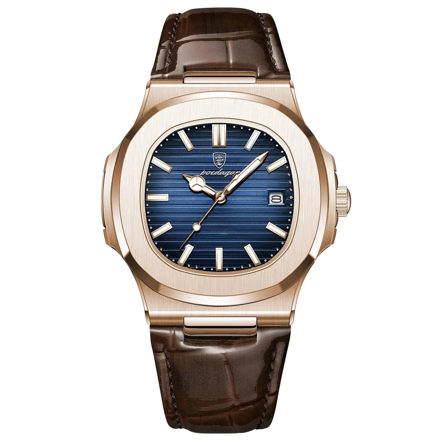 Top Luxury Square Man Watch Date Waterproof Luminous Men Wristwatch High Quality Leather Men'S Quartz Watches+Box Reloj