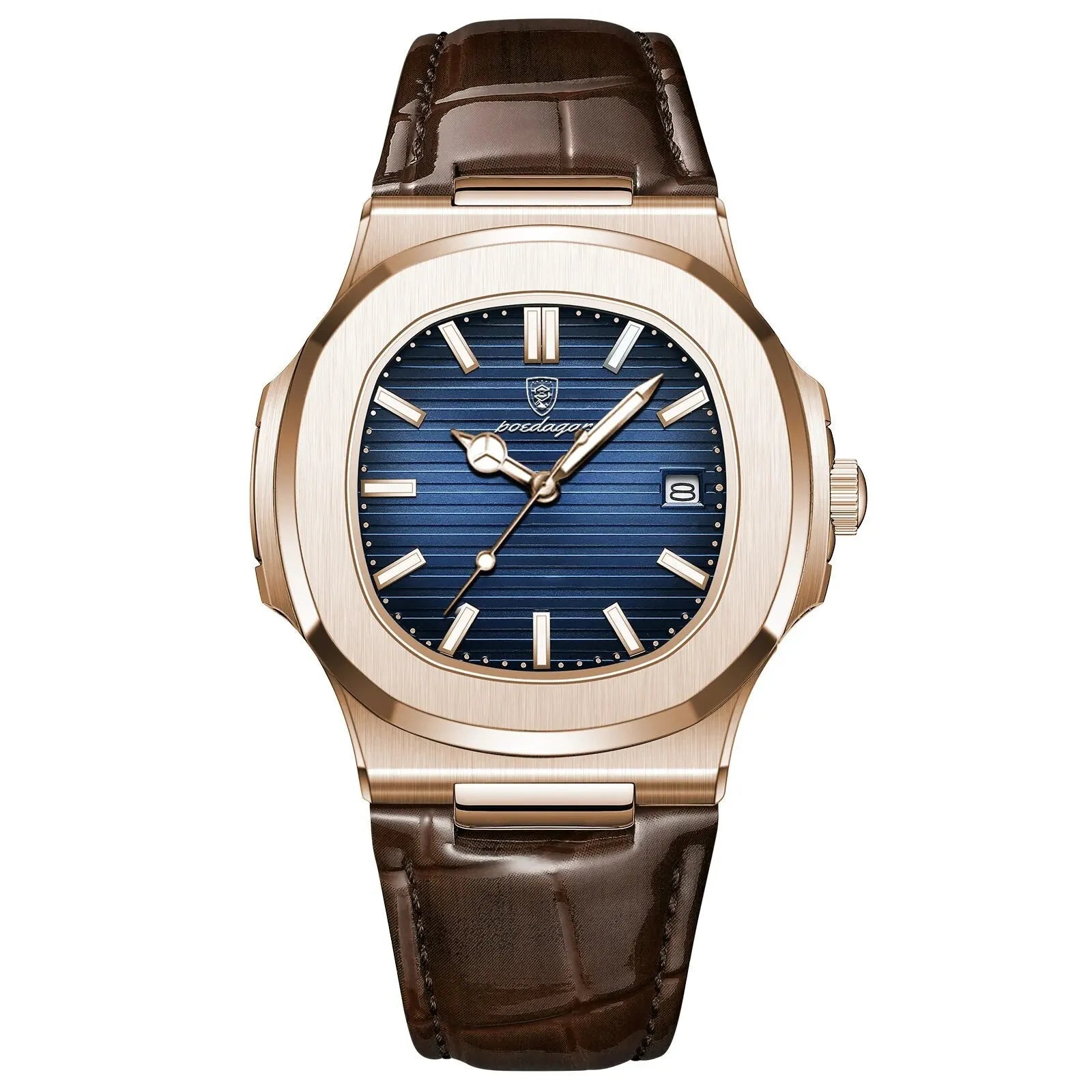Top Luxury Square Man Watch Date Waterproof Luminous Men Wristwatch High Quality Leather Men'S Quartz Watches+Box Reloj
