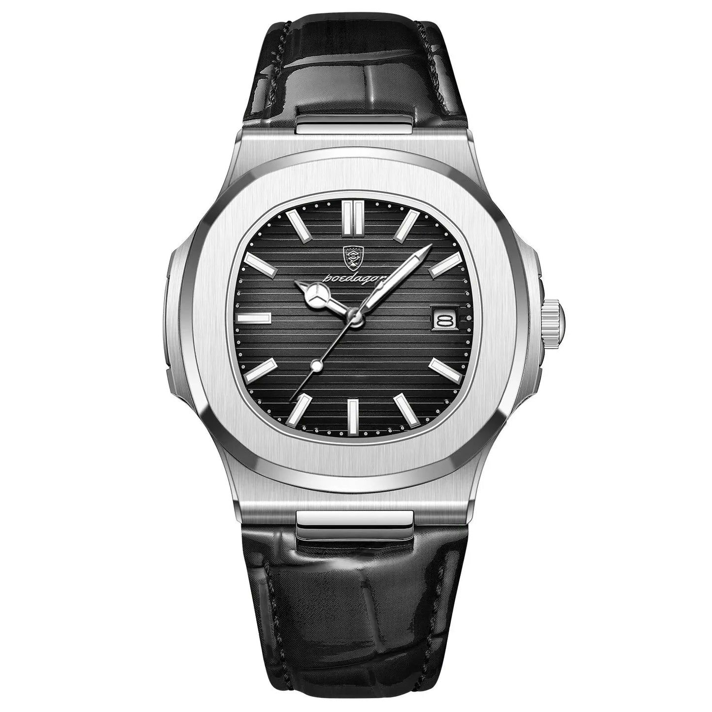Top Luxury Square Man Watch Date Waterproof Luminous Men Wristwatch High Quality Leather Men'S Quartz Watches+Box Reloj