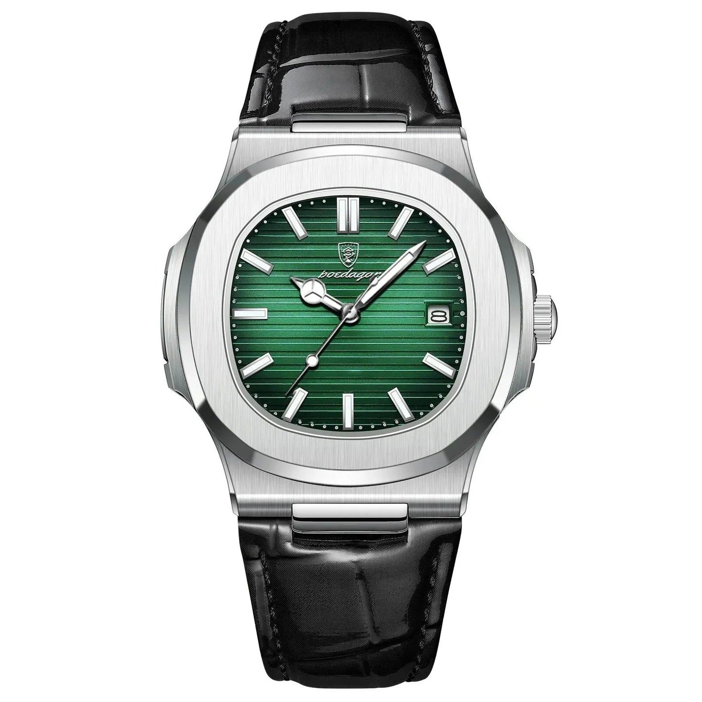 Top Luxury Square Man Watch Date Waterproof Luminous Men Wristwatch High Quality Leather Men'S Quartz Watches+Box Reloj