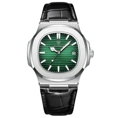 Top Luxury Square Man Watch Date Waterproof Luminous Men Wristwatch High Quality Leather Men'S Quartz Watches+Box Reloj