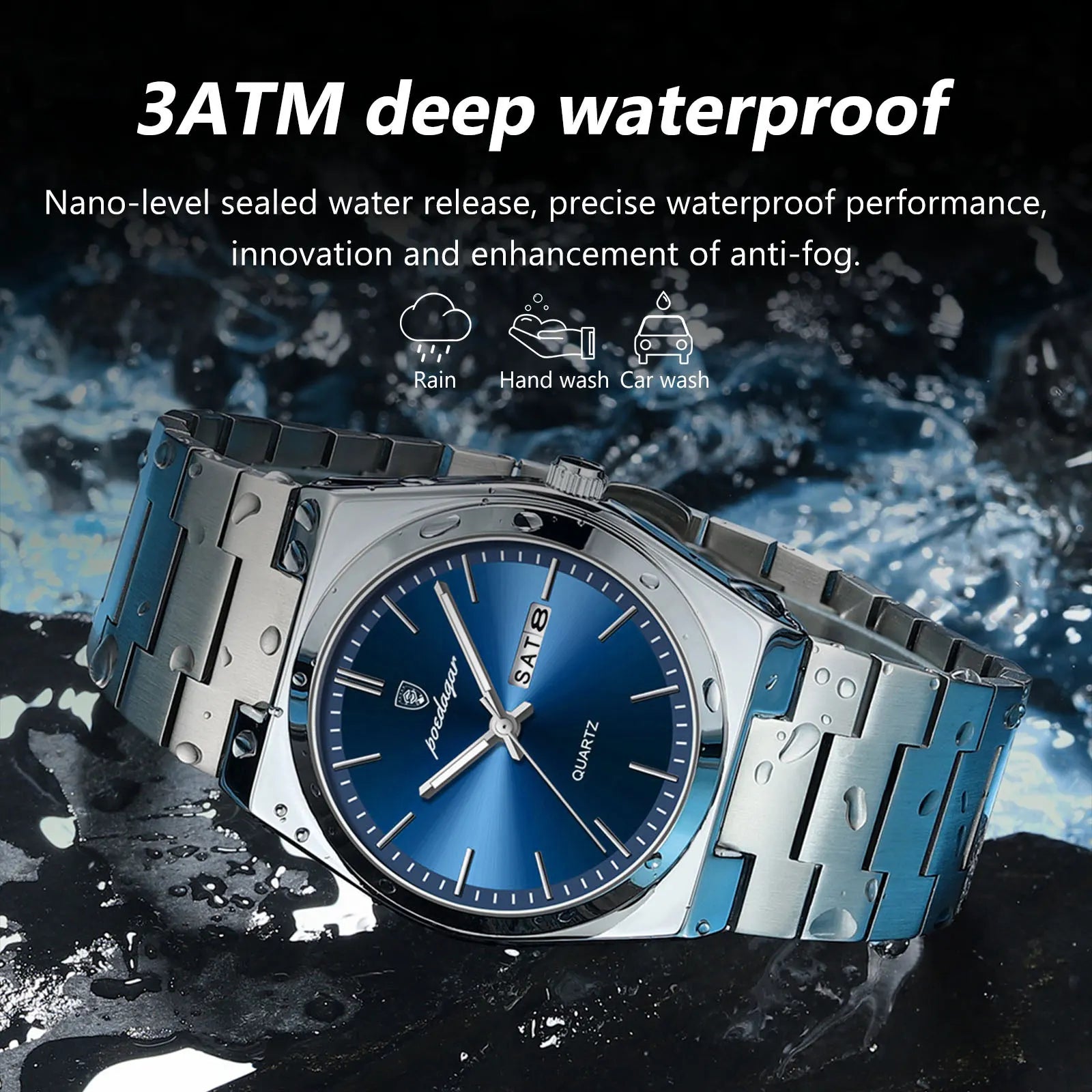 Luxury Watches for Men Stainless Steel Waterproof Luminous Man Watch Date Week Fashion Casual Men'S Quartz Watch Reloj