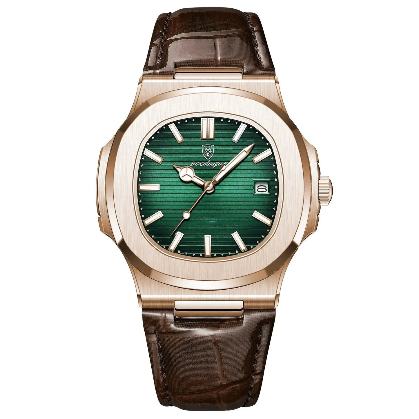 Top Luxury Square Man Watch Date Waterproof Luminous Men Wristwatch High Quality Leather Men'S Quartz Watches+Box Reloj