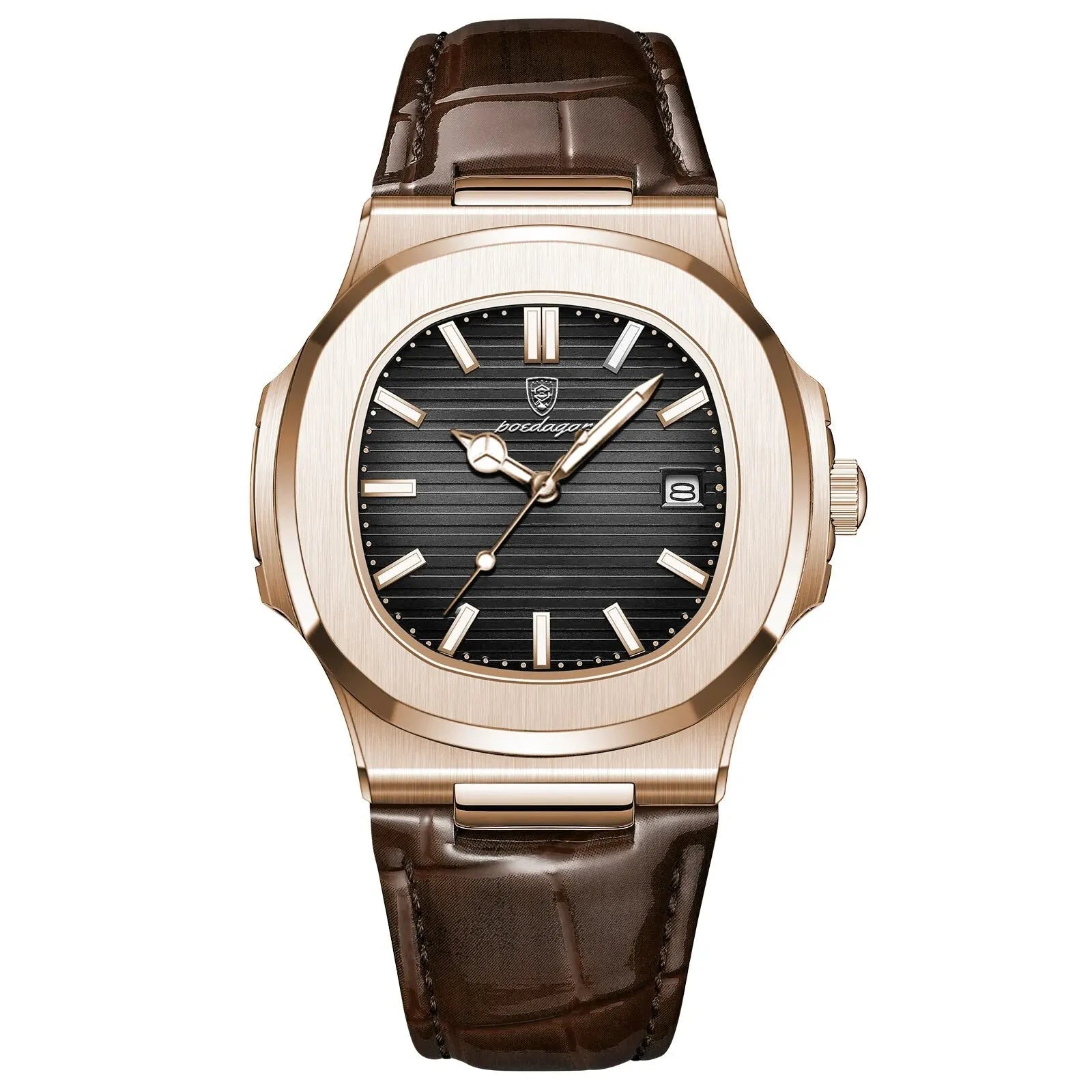 Top Luxury Square Man Watch Date Waterproof Luminous Men Wristwatch High Quality Leather Men'S Quartz Watches+Box Reloj