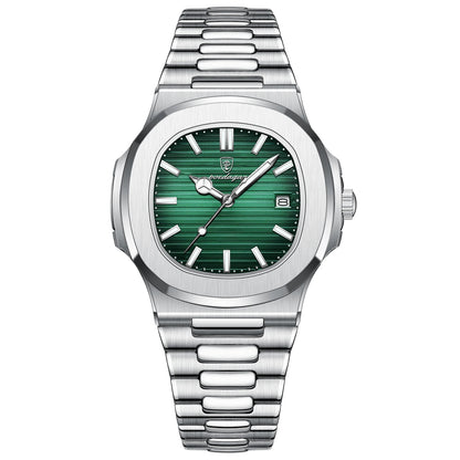 Square Luxury Men Wristwatch Waterproof Luminous Date Stainless Steel Male Clock Business Sports Quartz Watches for Men