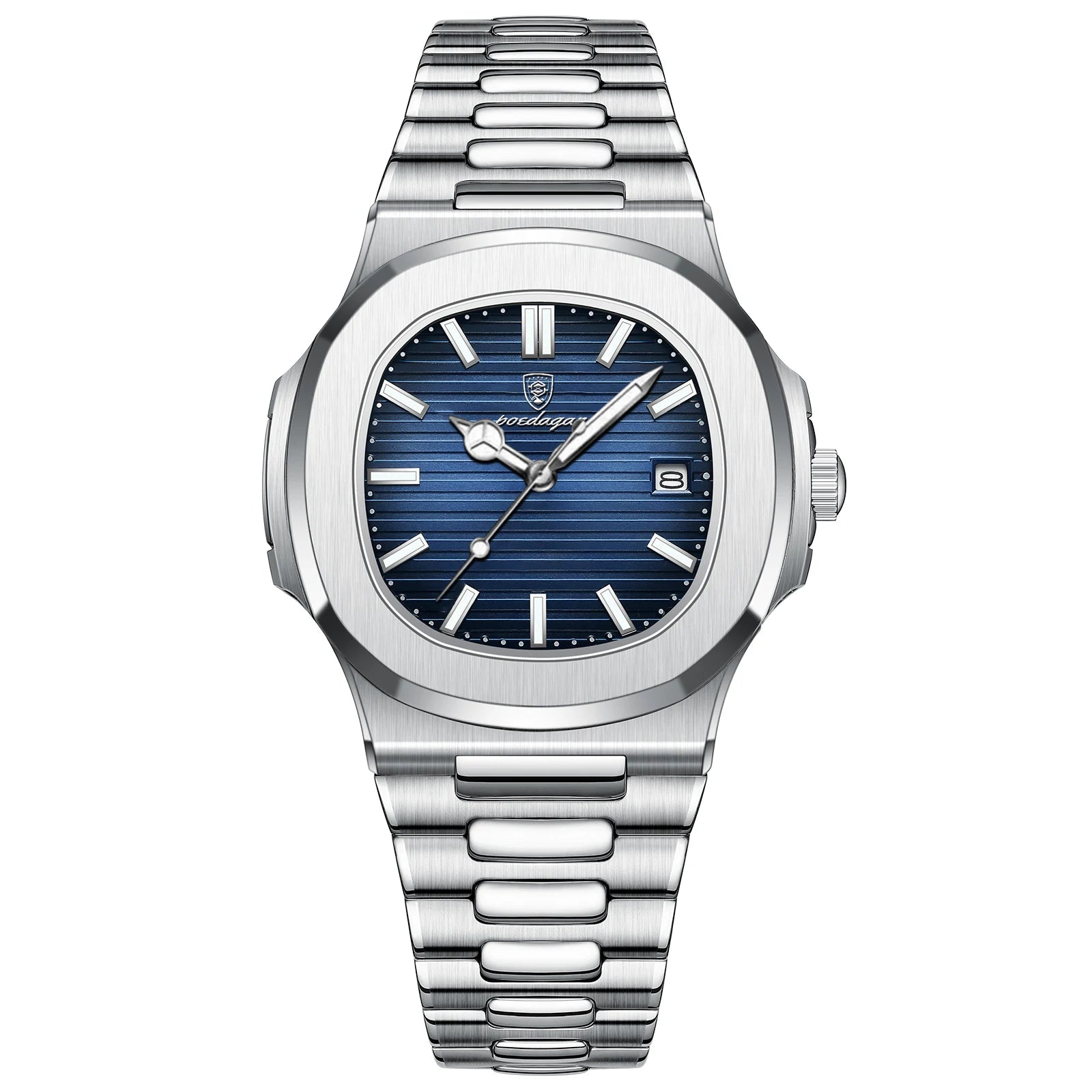 Square Luxury Men Wristwatch Waterproof Luminous Date Stainless Steel Male Clock Business Sports Quartz Watches for Men