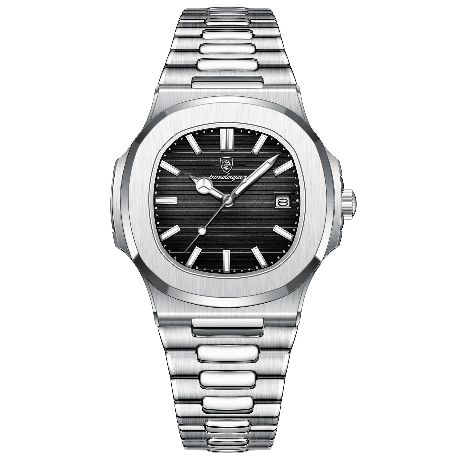 Square Luxury Men Wristwatch Waterproof Luminous Date Stainless Steel Male Clock Business Sports Quartz Watches for Men