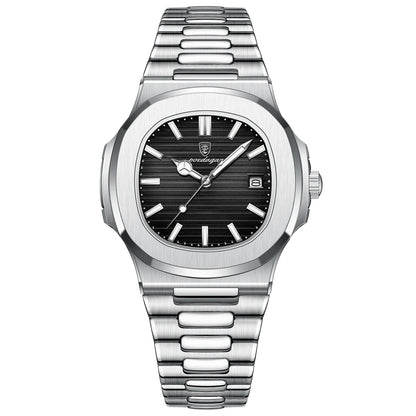 Square Luxury Men Wristwatch Waterproof Luminous Date Stainless Steel Male Clock Business Sports Quartz Watches for Men