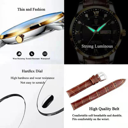 Luxury Brand Men Watches Waterproof Luminous Leather Quartz Man Wristwatch Casual Sports Military Watch for Men Relogio