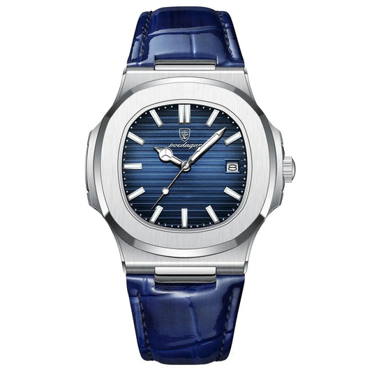 Top Luxury Square Man Watch Date Waterproof Luminous Men Wristwatch High Quality Leather Men'S Quartz Watches+Box Reloj