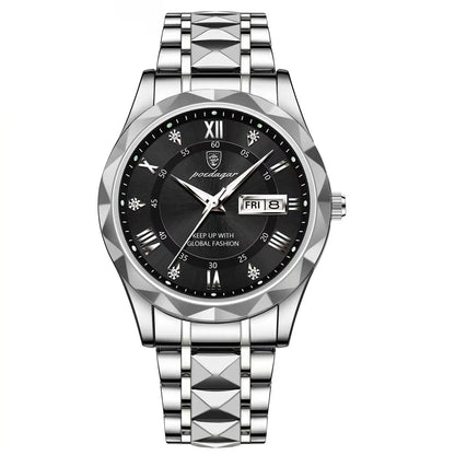 Top Brand Luxury Men'S Watches Waterproof Luminous Calendar Week Watch for Man Casual Stainless Steel Quartz Men Watch