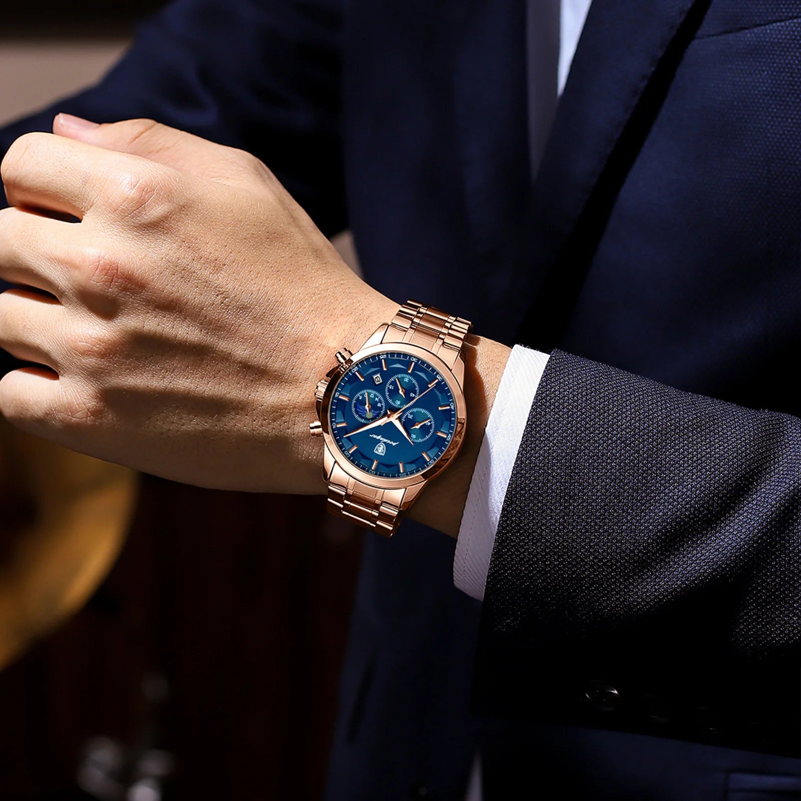 Luxury Man Wristwatch Chronograph Stainless Steel Men'S Watch Quartz Waterproof Luminous Fashion Watches for Men Reloj