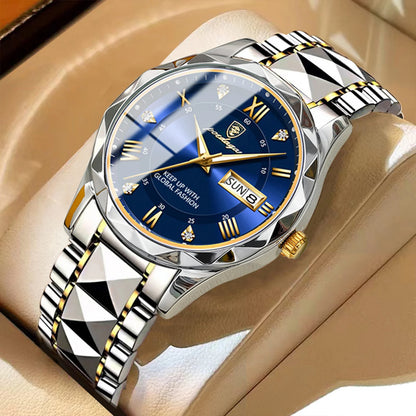 Top Brand Luxury Men'S Watches Waterproof Luminous Calendar Week Watch for Man Casual Stainless Steel Quartz Men Watch