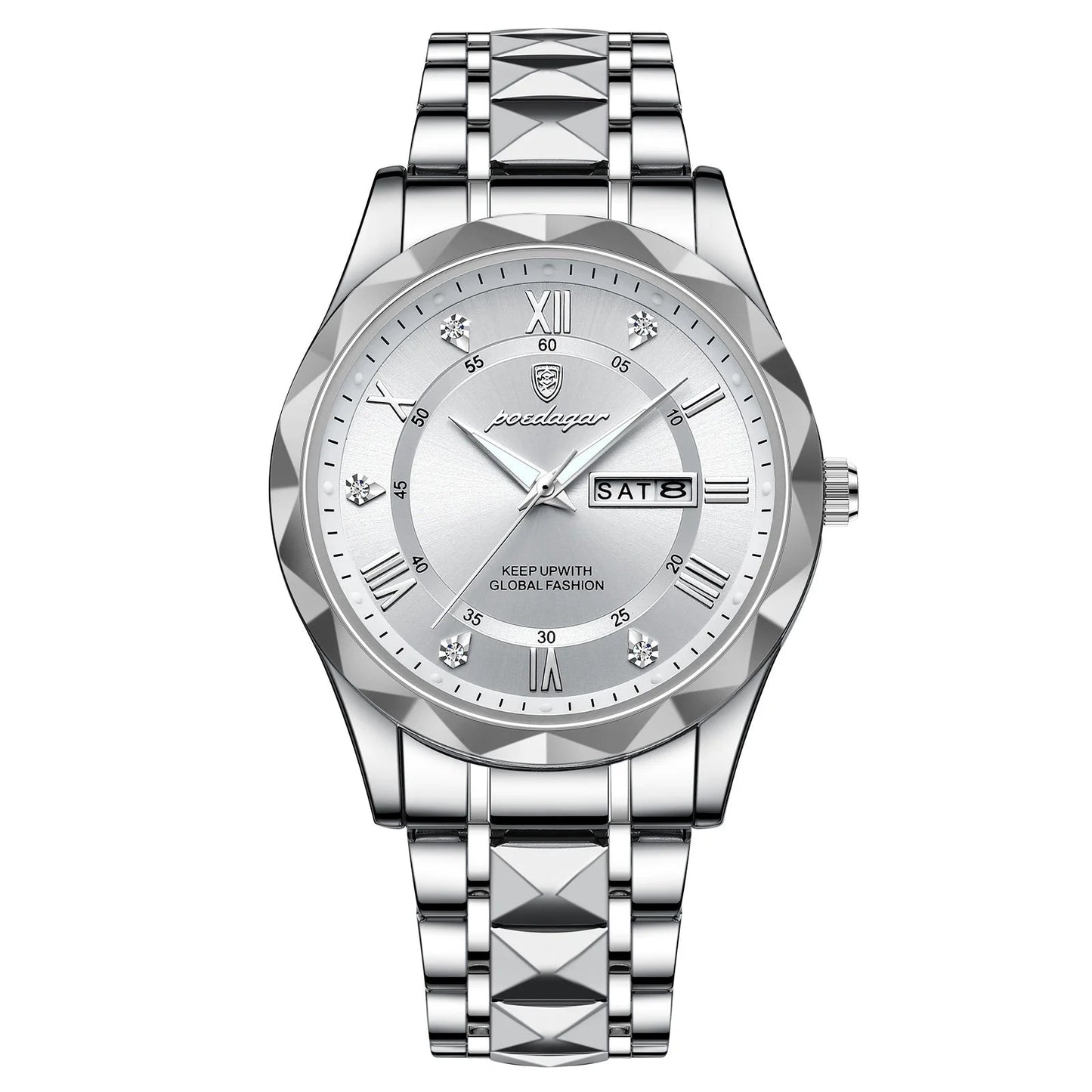 Top Brand Luxury Men'S Watches Waterproof Luminous Calendar Week Watch for Man Casual Stainless Steel Quartz Men Watch