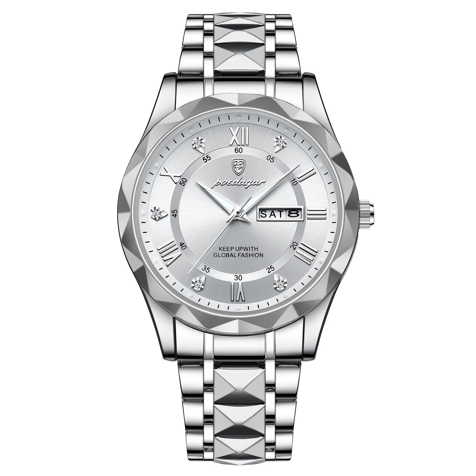 Top Brand Luxury Men'S Watches Waterproof Luminous Calendar Week Watch for Man Casual Stainless Steel Quartz Men Watch