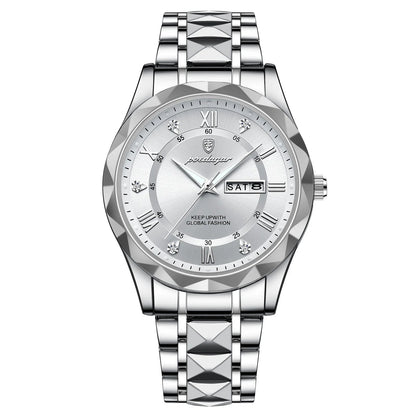 Top Brand Luxury Men'S Watches Waterproof Luminous Calendar Week Watch for Man Casual Stainless Steel Quartz Men Watch
