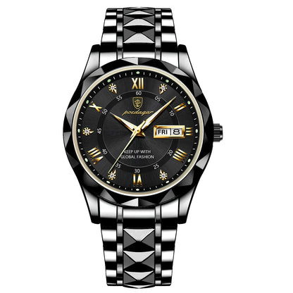 Top Brand Luxury Men'S Watches Waterproof Luminous Calendar Week Watch for Man Casual Stainless Steel Quartz Men Watch