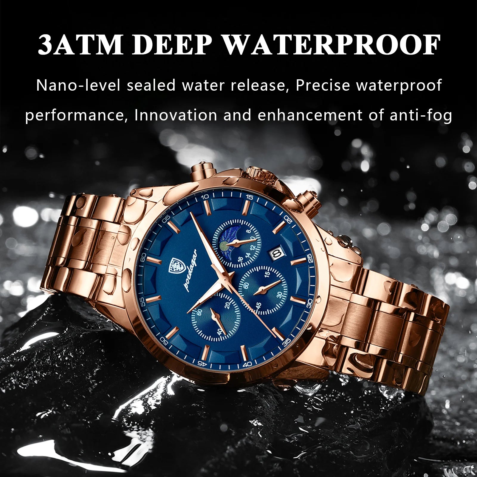 Luxury Man Wristwatch Chronograph Stainless Steel Men'S Watch Quartz Waterproof Luminous Fashion Watches for Men Reloj
